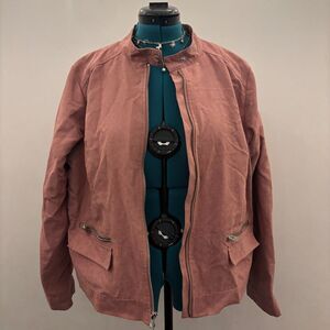 Apt. 9 Women's Pink Faux Suede Moto Jacket XXL